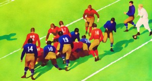 Vintage Football Art Sunny Day Gridiron Artwork
